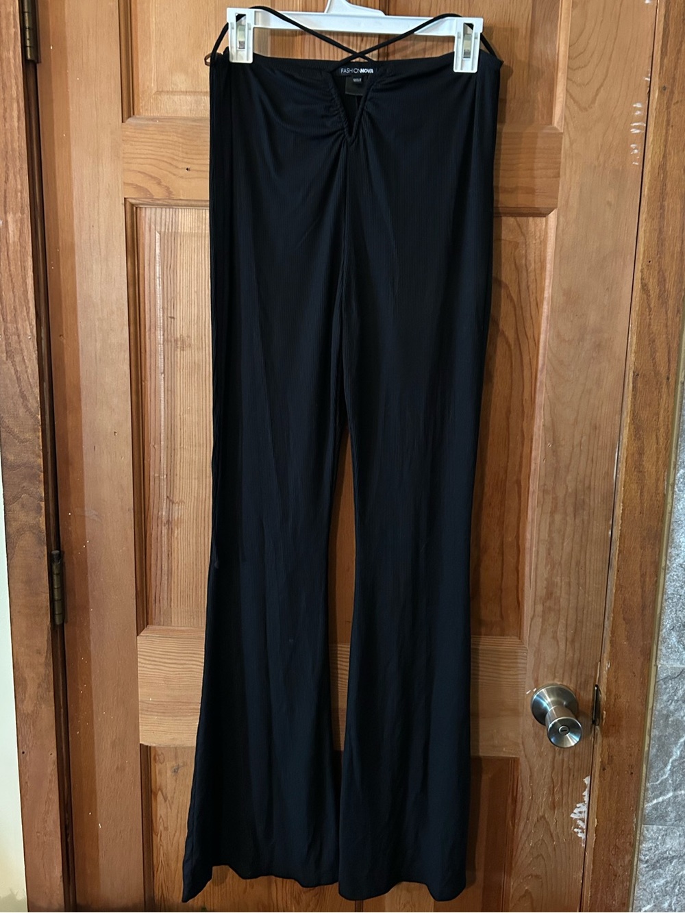Fashion Nova Black Wide-Leg Ruched Front Pants